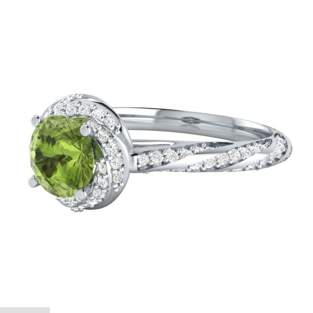 925 Silver Jewelry Round Cut Peridot Elegant Ring - Picture 2 of 4